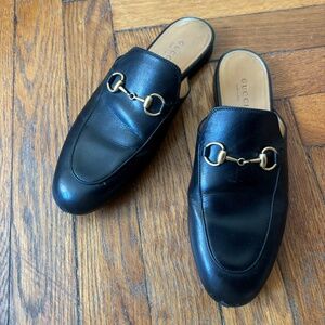 Gucci Women's Leather Princetown Slipper, Black, US 6, EU 36